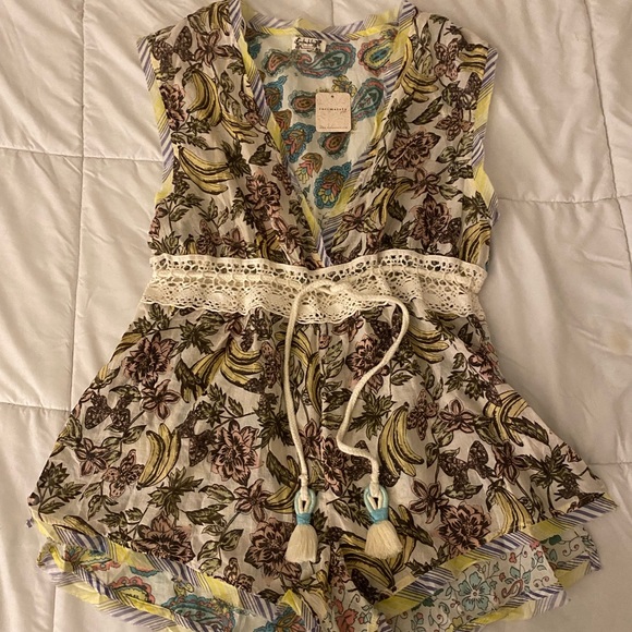 NWT Free People Intimately Watching Waves Crochet Romper Women’s Small - Picture 1 of 4